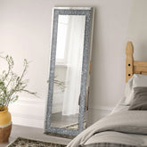 Valerie 24 x 63 Inch Acrylic Crystal Floor Mirror Silver